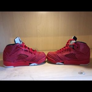 Kids Nike Air Jordan Red Suede 5’s
